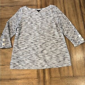 Talbots Boxy 3/4 Sleeve Sweater Top, Large, Nautical Spring Sailing Casual